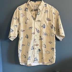 Columbia button short sleeve fishing shirt Size M